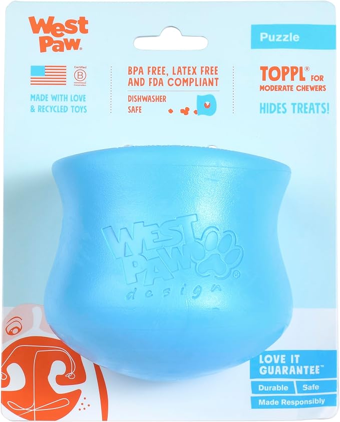 West Paw Large Tangerine Toppl Dog Toy